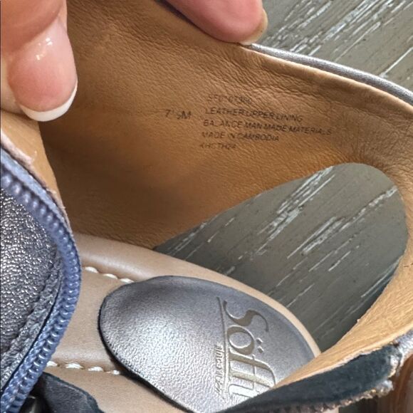 Sofft Gray Pewter Leather Women's Sandals Open Toe Zip Closure Comfy Shoes 7.5 - Picture 6 of 12